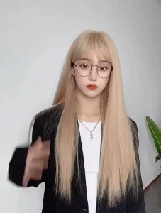 60CM long straight head full head wig Korean style full head wig straight hair full head wig lightweight and fashionable invisible and traceless easy to wear easy to maintain natural and beautiful