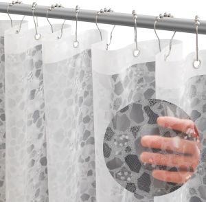 1 PC ผ้าม่านห้องน้ําพร้อมแม่เหล็กด้านล่าง3D Frosted Pebble ผ้าม่านพลาสติกheavy Duty Shower Liner