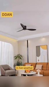Nordic Modern Industrial Ceiling Fan Big size Strong Winds With Remote 42/52Inch Silent 6 Speeds 3 Blades Dc Inverter Fan Silent Copper Motor Ceiling Fans for Living Room Kitchen Dining Bedroom