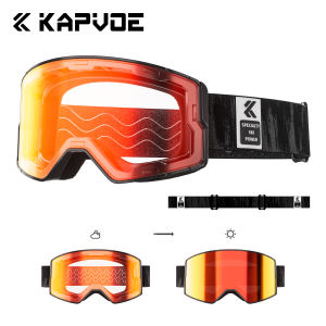 Kapvoe Snow Goggles Men Photochromic Ski Goggles Snowboard Anti-Fog Mask for Women UV400 Glasses Snowmobile Cycling Glasses