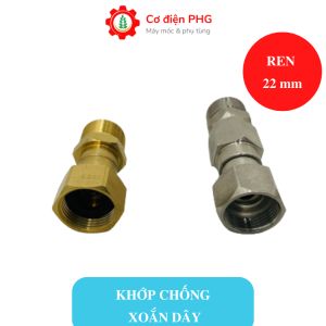 Khớp xoay CHỐNG XOẮN dây phun xịt ren 22mm của máy rửa xe áp lực cao | 1 đầu ren trong - 1 đầu ren ngoài