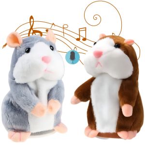 KiddoZone Adorable Talking Hamster Plush Toy Repeats Your Words & Sings Nods Fun & Interactive Gift for Kids Family and Friends 6.29 Inch Soft Material