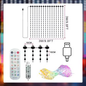 Smart LED Curtain Light APP Control RGB Dimmable DIY Pattern Music Ambient Lighting For Home Holiday Party Christmas Decoration
