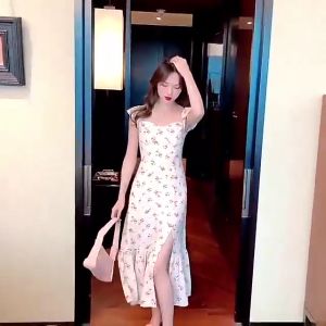 เสื้อผ้าผู้หญิงผ้าชีฟอง เดรสยาวผ้าชีฟองสีขาว เดรสยาวสไตล์เกาหลี เเดรสราคาถูก เดรสเเฟชั่น