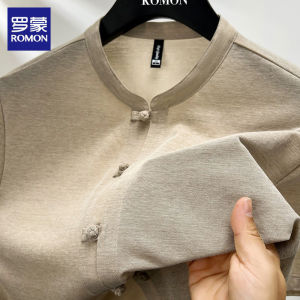 Romon Ice Silk Half Sleeve Shirt Men Summer Thin Style Casual Stand Collar Top Leisure Short Sleeve Casual Shirt for Youth