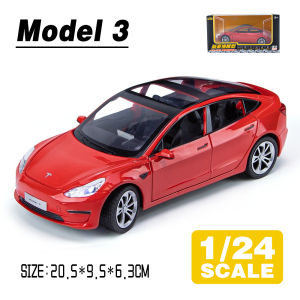 LEO 1:24 Tesla Model 3 Diecast โมเดล รถอัลลอยด์รถยนต์ของเล่นคอลเลกชันของขวัญสําหรับเด็กชายสาว ของเล่นเด็ก