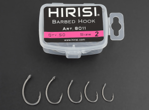 Hirisi Carp Fishing Hooks 50pcs - PTFE Coated High Carbon Steel Barbed Hooks (Model 8011 Boxed)