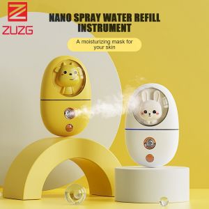 ZUZG Cartoon 35ML Mini Facial Humidifier Face Nano Mist Sprayer Make Up Skin Moisturizing Hydration Nebulizer Face Steamer USB