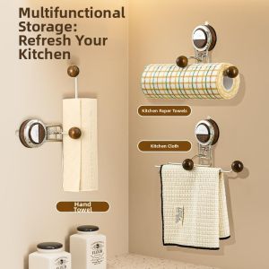 LUTUMEI | Suction Cup No-Drilling Kitchen Paper Towel Rack