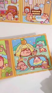 Magnetic Quiet Book กระดาษ Capybara สติกเกอร์หนังสือของเล่นเพื่อการศึกษาการ์ตูน DIY เด็ก Busy book