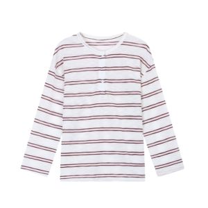 YUEZHONGWEI | Summer Thin Ice Silk Long Sleeve T-Shirt Womens Loose Fit Half Open Collar Striped Color Block Outerwear Sunshade Shirt Top