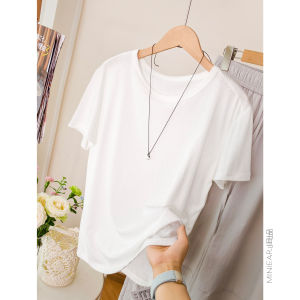 XIAOER | Áo Thun Tay Ngắn Cổ Tròn Slim Fit Pha Cotton Linen
