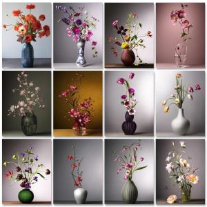 GATYZTORY Oil Painting By Numbers On Canvas Decorative Paintings Fresh Flowers Vase Art Supplies For Adults Diy Gift Handpainted