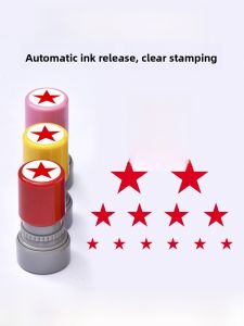 Solid Star Stamp Check-In Marking Rewarding Mini Grade Sealing Student Attendance Record Red Star Mark Stamp for Children Teachers