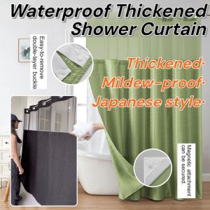 Waffle Waterproof Shower Curtain Anti-mildew Thickened Polyester Fabric Shower Curtain