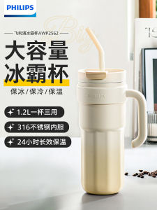 Philips High Capacity Insulated Stainless Steel Straw Water Bottle 316 Office Home Ladies Cute Double Drink Style Water Cup