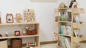 [SG SELLER] Solid Wood 360° Rotating Bookshelf Space-Saving Floor-Standing Perfect For Organizing Childrens Books