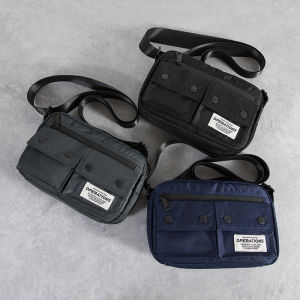 Japanese and Korean Style Mens Crossbody Bag Simple Design Shoulder Bag for Youth Casual Oxford Cloth Zipper Closure