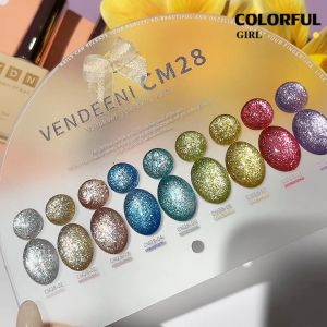พร้อมส่ง《 VENDEENI VDN-CM28》9สี พร้อมชาร์ทสีค่ะสีแน่นสวยมากเลยนะคะ สีเจลแฟลชกลิตเตอร์ แพลตติมันแฟลช+ประกายออโรร่า กากเพชรชัด แน่น