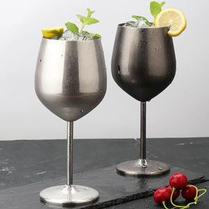Luxury 500ml 304 Cup Stainless Steel Wine Glass Goblet Durable Metal Cup for Red Wine Champagne Bar Party Juice Drinks Household