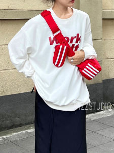 Oxford Cloth Casual Sport Style Red Toast Bag Block Bag New 2025 Trend Spring Summer Single Shoulder Pillow Bag Crossbody