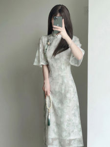 Green  Style Cheongsam Young Version High Quality Improved Girl Daily New Style Dress Small Size Mid-Length