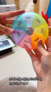 Hộp Chia Thuốc 7 Ngày Hình Tròn Nhiều Màu Hàng Chất Lượng Cao Bằng Nhựa Trong Suốt Tiện Lợi