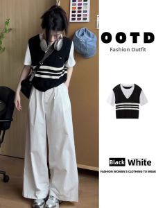 SHUQINGLAI | Ice Silk Illusion Two-Piece Short Sleeve Fitted T-Shirt