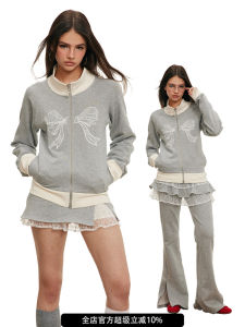 Alkaid American Retro Sweetheart Spicy Girl Butterfly Knot Embroidery Sweatshirt Halter Skirt Pants Set Cotton Spring Fashion