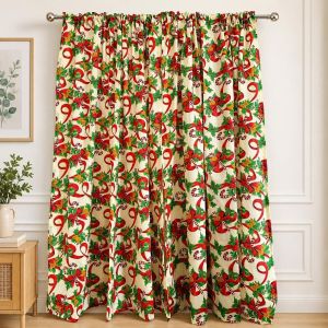 Mariyas Christmas Window/Door Curtain 6ft and 7ft Drapes Nonring Curtain