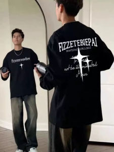 Áo Thun Cotton Đen Dài Tay Cổ Tròn Cho Nam Thời Trang Đường Phố Mỹ Cổ Điển Thương Hiệu Hợp Thời Trang Đa Năng Mùa Thu