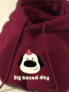 Cute Cartoon Print Fleece Lined Hoodie