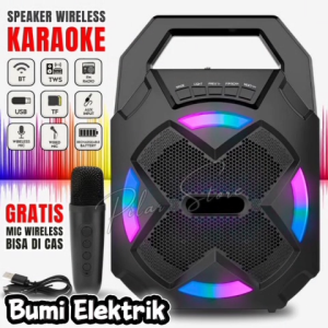 Fleco F-6112M Bluetooth Karaoke Speaker Portable 65 Inch Full Bass / Speaker Bluetooth Karaoke Full Bass Bonus Mic Wireless Bisa Ubah Suara