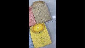 [PRE ORDER] Mono Banglori with chikan schifli Work Long Gents kurta with chikan schifli Work