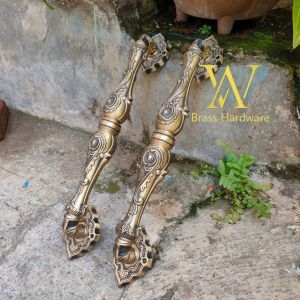 Handle Pintu Rumah Kuningan Motif Telpon Ukir Antik 38 cm 2 pcs