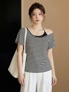 AIYITI | Plus Size Striped Off-Shoulder Halter Two-Piece Top