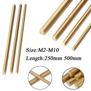 Brass Threaded Rod M2 M2.5 M3 M4 M5 M6 M8 M10 Length 250mm/500mm Coppers Thread Bar Screw Brass Threaded Tooth Strip
