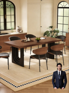 Vintage Style Wood Pattern Porcelain Dining Table