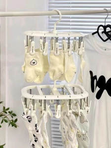 Multifunctional Socks Drying Rack Baby Underwear Clothesline Home Use Utility Item for Balcony PET Material Storage Organization