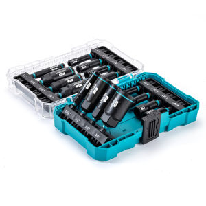 16xMagnetic Nut Driver Set SAE Nut Driver for Impact Drill Deep Nut Driver Set Impact Driver Bit Set with Toolbox for Car Repair