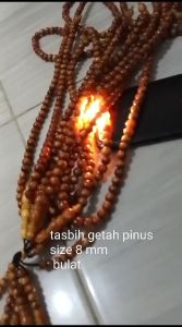 Tasbih kayu cantik | Tasbih getah kayu pinus bulat 8 mm super quality tembus cahaya