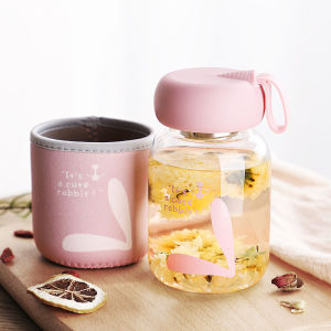 Portable High Borosilicate Glass Cup for Women Cute Transparent Tea Brewing Glass Water Cup Small Size Heat Resistant Korean Style