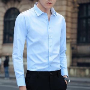เสื้อเชิ้ตผู้ชายแขนยาวทรงสลิมฟิตสำหรับใส่ไปทำงาน ทรงธุรกิจ ทรงหลวม สีสันสดใส ไม่ต้องรีด ฤดูใบไม้ร่วง 2024