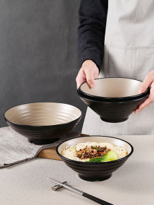 Matte Japanese Style Ramen Bowl High End Melamine Soup Bowl Special for Noodle House Spicy Hot Pot Simulation Porcelain Soup Bowl