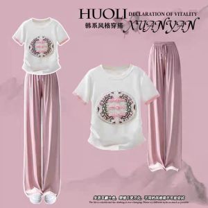 Bộ Đồ Trẻ Em Mùa Hè Phong Cách Trung Hoa Thời Trang Hai Mảnh Cotton Polyester Thường Ngày Cho Bé Gái Từ 10-18 Tuổi