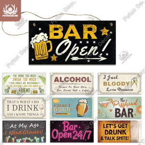 Putuo Decor Beach TIKI Funny Wooden Signs Gifts Plaque Wood In Bar Door Plate for Club Pub Bar Hanging Wall Art Decoration