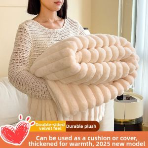Dual Layered Thicker Imitation Rabbit Fur Blanket