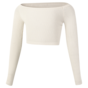 seebela | Dance Sweatshirt Ballet Practice Wear Girls One Shoulder White Long Sleeve