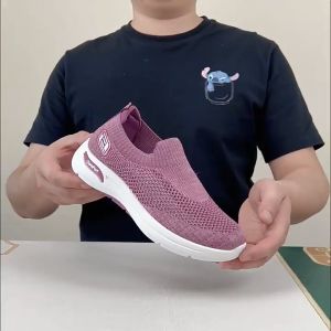 Korean fashion Slip On Walking Shoes For Women Black Rubber Running Shoes flat shoes for lady sneaker shoes