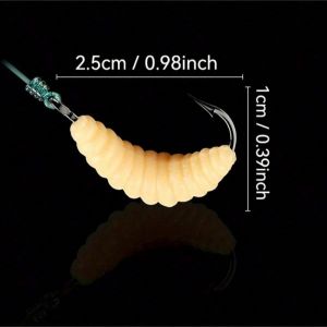 Rubber Maggots Fishing Bait Set with Hooks - Versatile Grub Lures for Bass Trout Crappie Bluegill Ideal for Freshwater Fishing